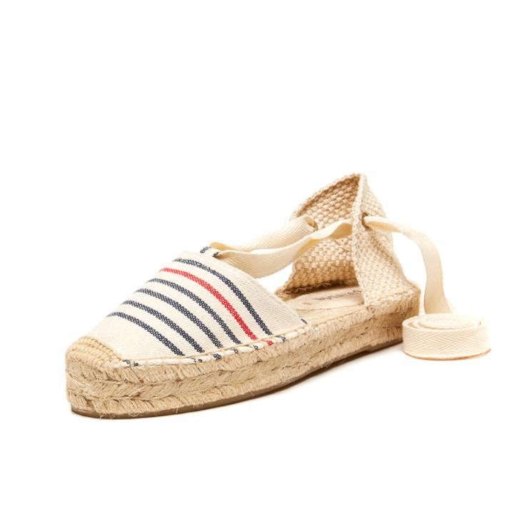 Soludos Striped Platform Gladiator Sandal In Red/navy/natural
