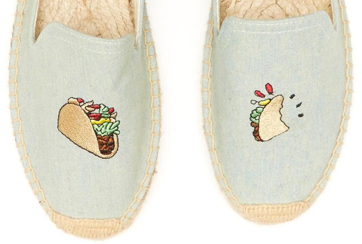 Soludos Jjason Polan Taco Embroidered Smoking Slipper In Chambray Taco