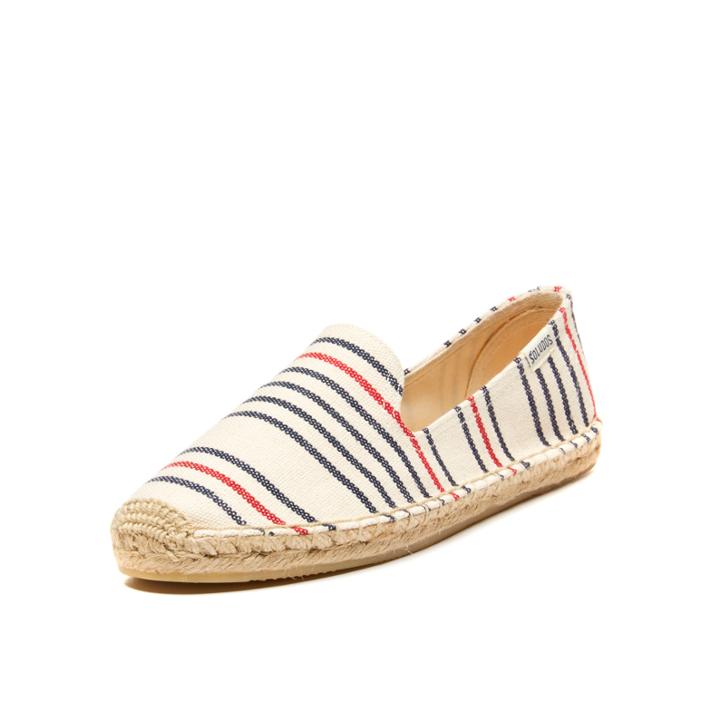 Soludos Striped Smoking Slipper In Red/navy/natural