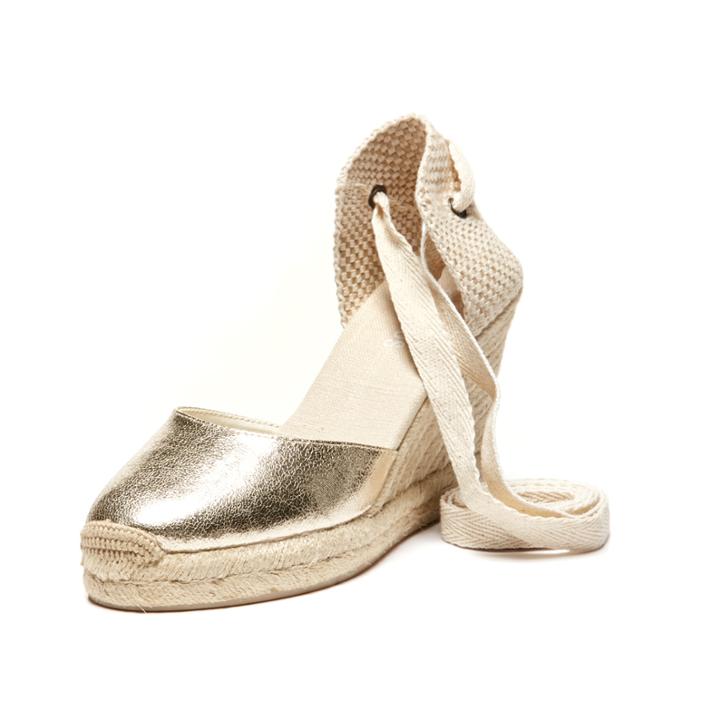 Soludos Metallic Tall Wedge In Pale Gold