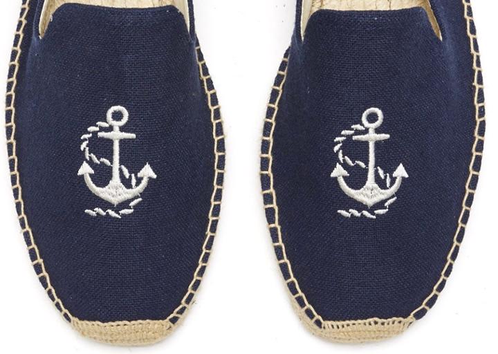 Soludos Men's Anchor Embroidered Smoking Slipper In Midnight Blue