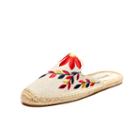 Soludos Graphic Floral Embroidered Mule Slide In Sand/red