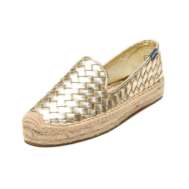 Soludos Weave Platform Smoking Slipper In Platinum