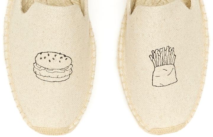 Soludos Men's Jason Polan Burger & Fries Embroidered Smoking Slipper In Sand