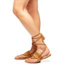 Soludos Studded Band Flat Ankle Lace Sandal In Tan
