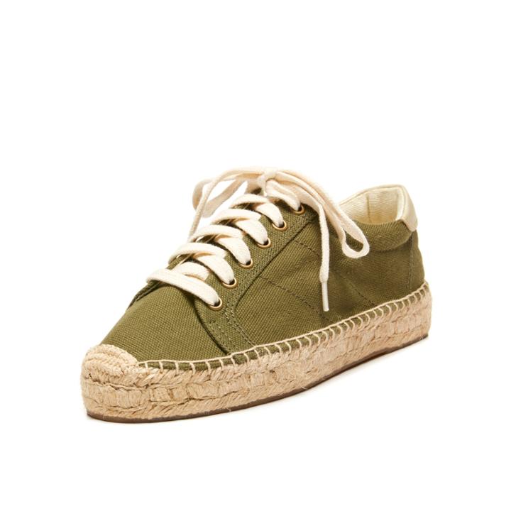 Soludos Canvas Platform Tennis Sneakerdrille In Camo Green