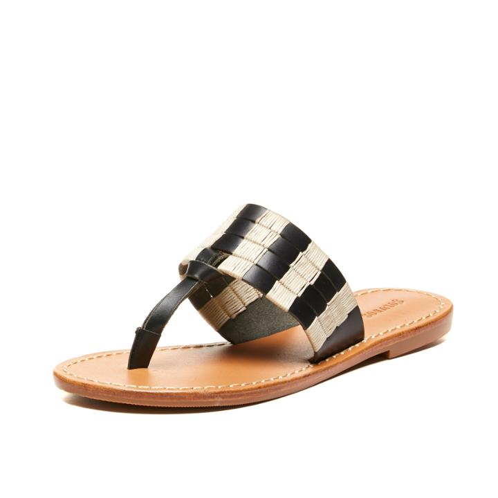Soludos Multi Band Macrame Stitch Thong Sandal In Black