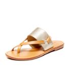 Soludos Platinum Leather Slotted Thong Sandal