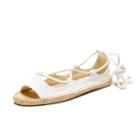Soludos Biarritz Lace Up Espadrille Sandal In White