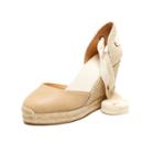 Soludos Leather Espadrille Tall Wedge Sandal In Nude Leather