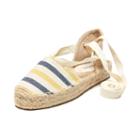 Soludos Striped Canvas Platform Gladiator Sandal Espadrille In Mustard Navy Natural
