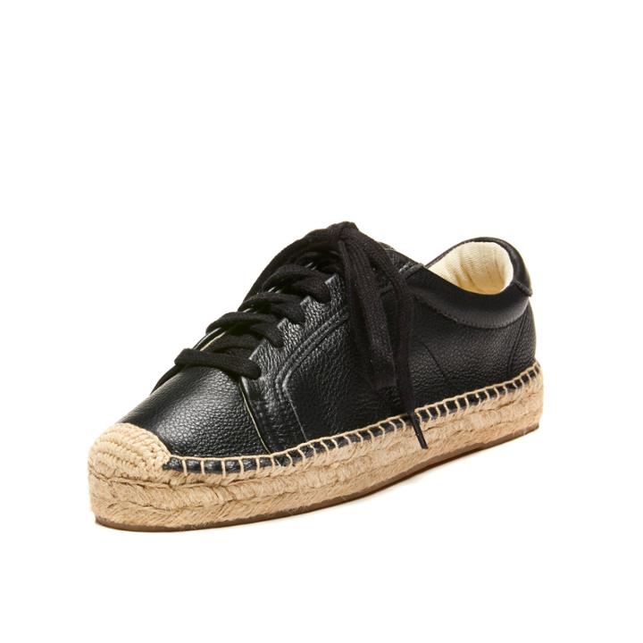 Soludos Leather Platform Tennis Sneakerdrille In Black
