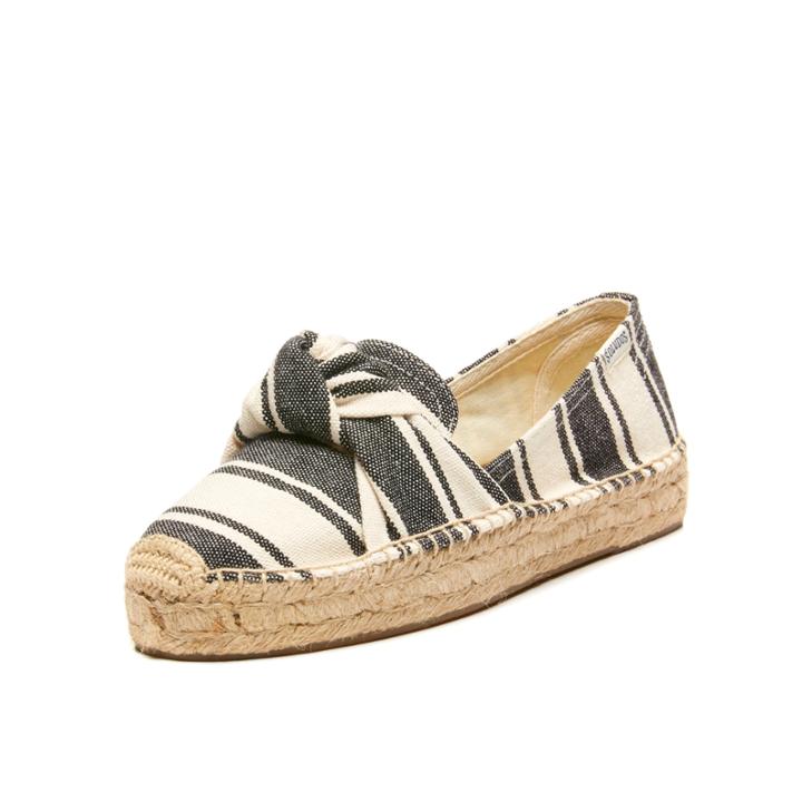 Soludos Knotted Platform Smoking Slipper In Black/natural