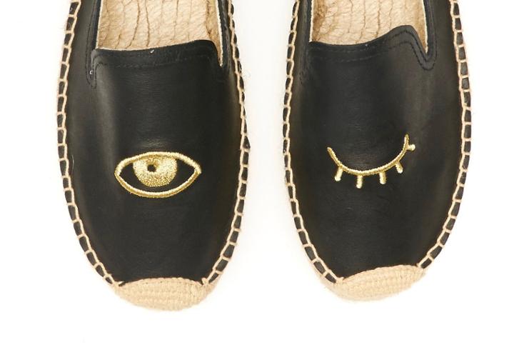 Soludos Jason Polan Leather Platform Smoking Slipper Espadrille In Black