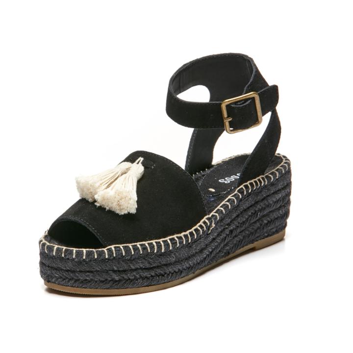 Soludos Peep-toe Platform In Black