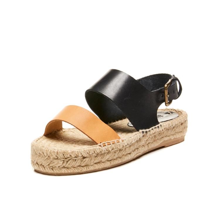 Soludos Bi-color Platform Sandal In Nude/black