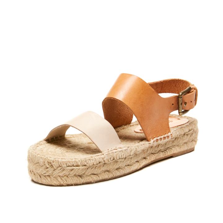 Soludos Bi-color Platform Sandal In Ivory/nude