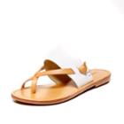 Soludos White Leather Slotted Thong Sandal