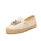 Soludos Frenchie Embroidered Platform Smoking Slipper In Sand
