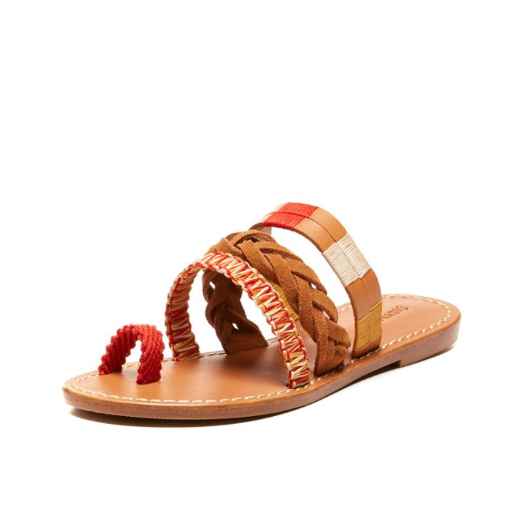 Soludos Multi Band Bracelet Sandal In Red Multi