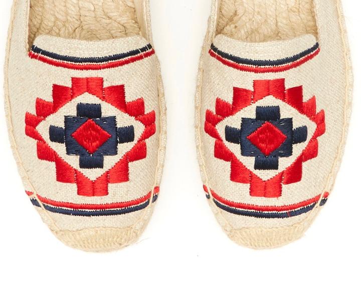 Soludos Bohemian Embroidered Platform Smoking Slipper In Sand