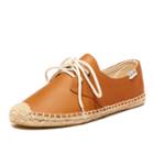 Soludos Leather Tan Derby Lace Up Espadrille For Women