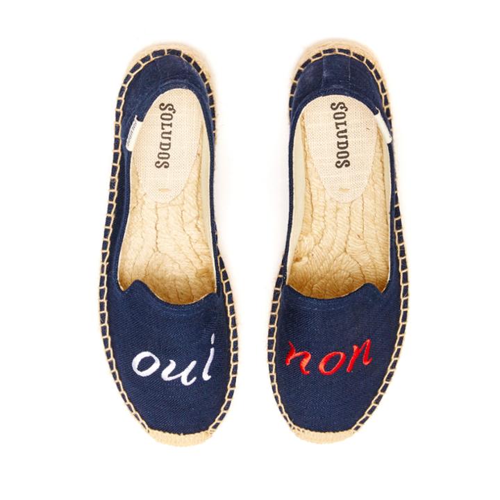 Soludos Oui Non Navy Platform Smoking Slipper For Women