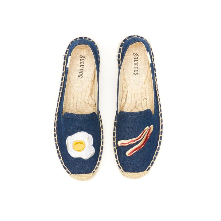 Soludos Bacon & Eggs Smoking Slipper In Dark Blue