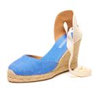 Soludos Marina Blue Canvas Tall Wedge For Women