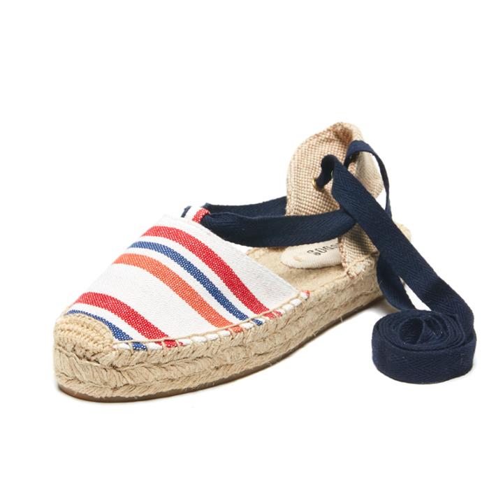 Soludos Striped Canvas Platform Gladiator Sandal Espadrille In Red Orange