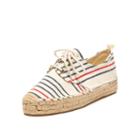 Soludos Oxford Lace Up Platform Slipper In Red/navy/natural