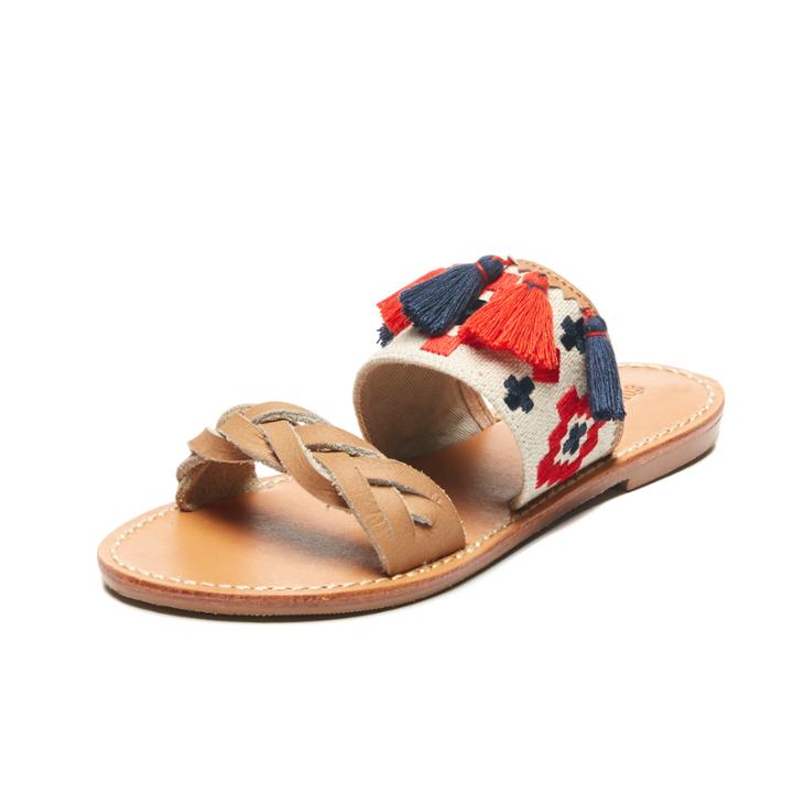 Soludos Braided Embellished Band Sandal In Camel