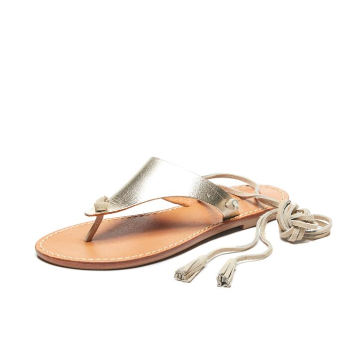 Soludos Thong Gladiator Flat Sandal In Platinum