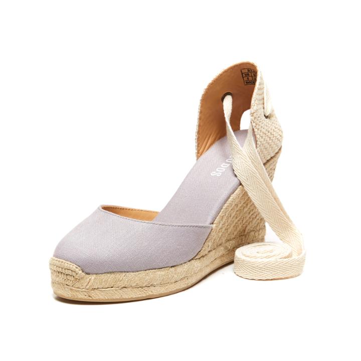 Soludos Linen Espadrille Tall Wedge In Gray
