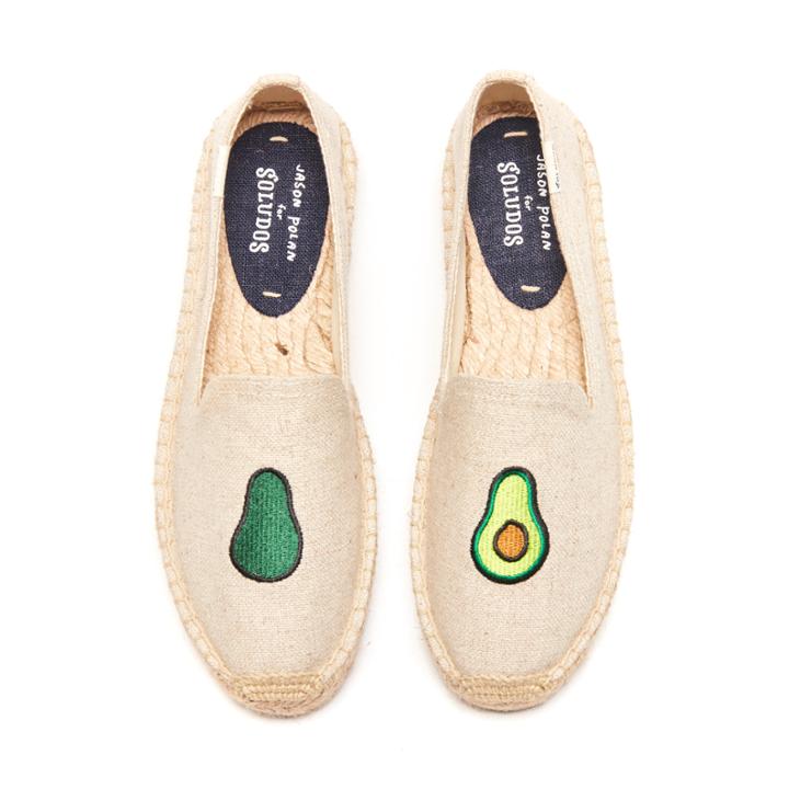 Soludos Avocado Embroidered Platform Smoking Slipper In Sand