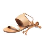 Soludos Color Blocked Flat Sandal In Ivory/nude