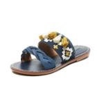 Soludos Embroidered Slide Sandal In Midnight Blue