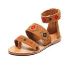 Soludos Embroidered Three Band Sandal In Camel
