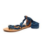 Soludos Indigo Dyed Bandana Ankle Wrap Sandal In Indigo