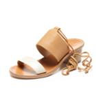 Soludos Color Blocked Mid Heel Sandal In Ivory/nude