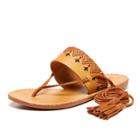 Soludos Leather Tan Flat Lace Up Sandal For Women