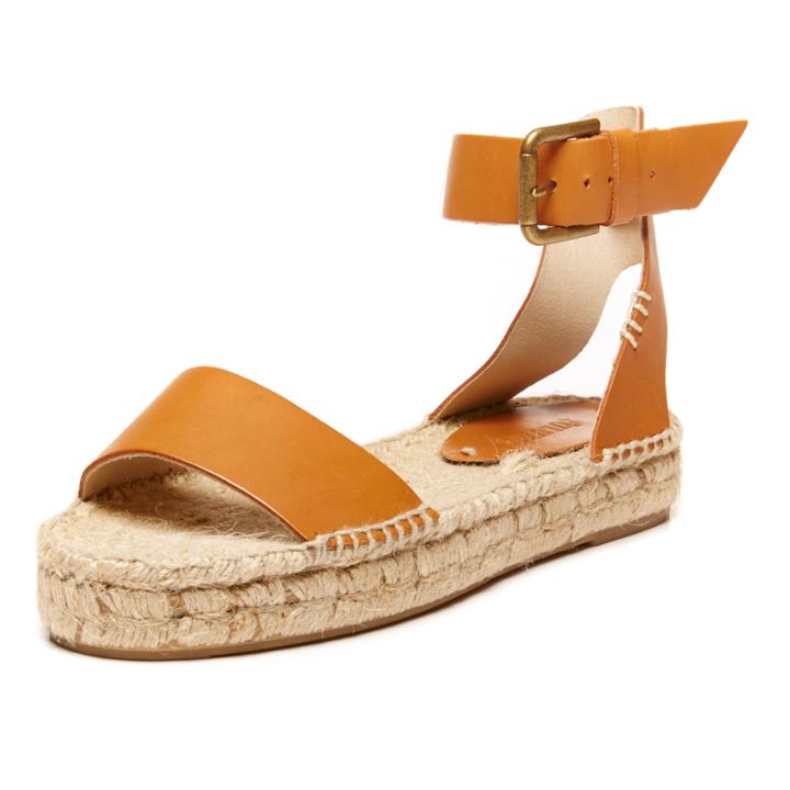 Soludos Tan Leather Open Toe Platform Sandal