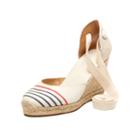 Soludos Provence Striped Tall Wedge Sandal In Red/navy/natural