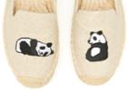 Soludos Jason Polan Panda Embroidered Platform Smoking Slipper In Sand Panda