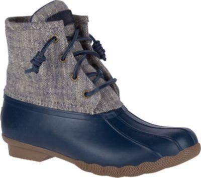 Sperry Saltwater Heavy Linen Duck Boot Navy, Size 5m Women's Shoes