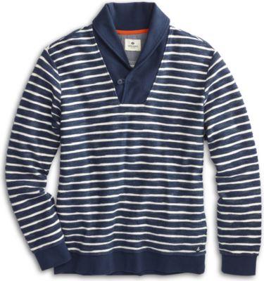 Sperry Shawl Collar Pullover Sweatshirt Navy/white, Size M Men's