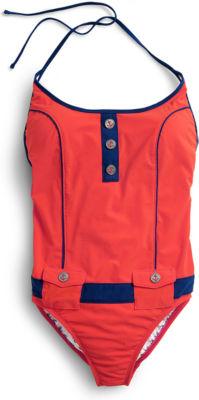 Sperry Anchor Button Maillot One-piece Red/navy, Size Xs Women's