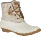 Sperry Saltwater Distressed Leather Duck Boot Ivory, Size 5m Women's