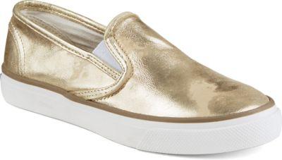 Sperry Seaside Metallic Sneaker Gold, Size 5m Women's