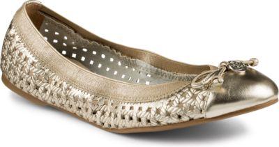 Sperry Elise Perforated Ballet Flat Platinum, Size 5m Women's Shoes